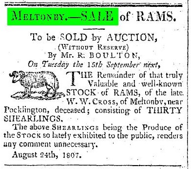Meltonby Ram sale 1807